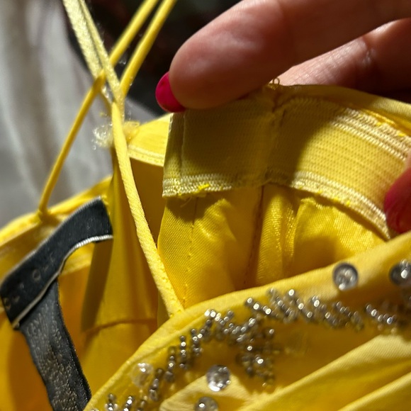 JS Boutique flowy formal dress. Yellow chiffon. Two dresses - 8 & 4. - Picture 11 of 11